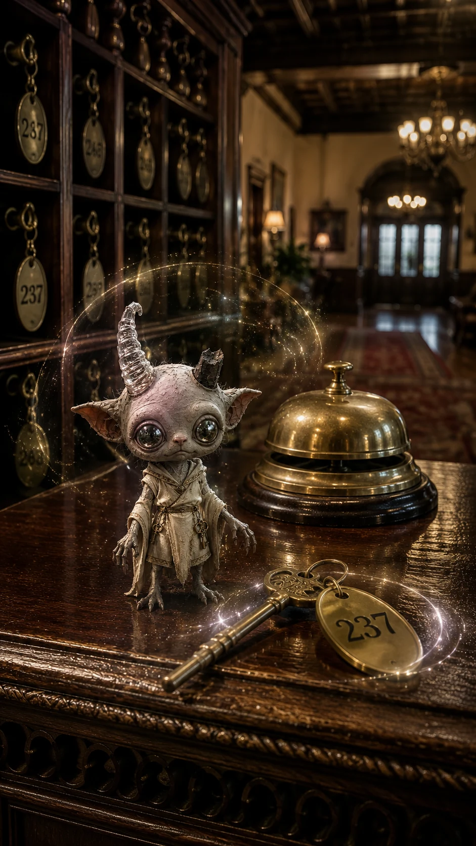 Koby examining the key to Room 237