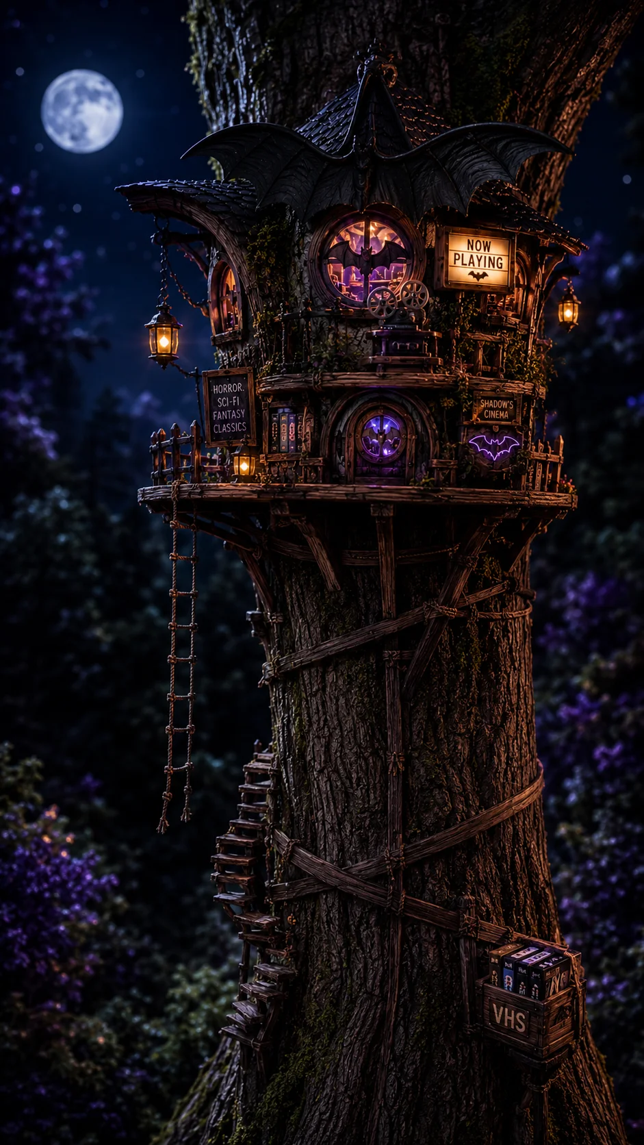 Shadow's house high in a tree